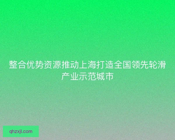整合优势资源推动上海打造全国领先轮滑产业示范城市