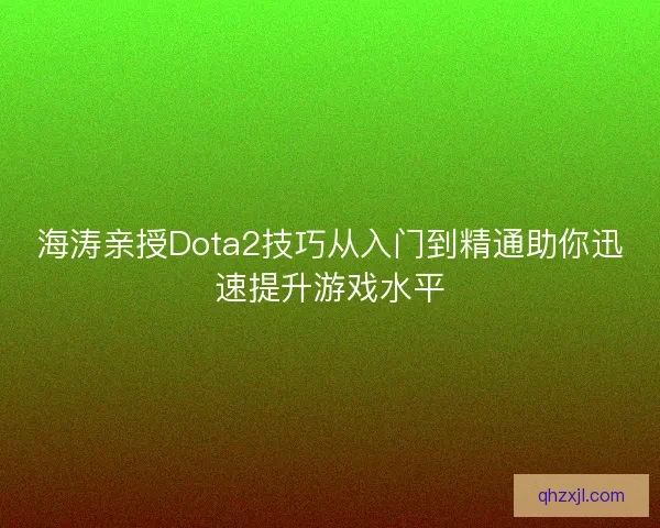海涛亲授Dota2技巧从入门到精通助你迅速提升游戏水平